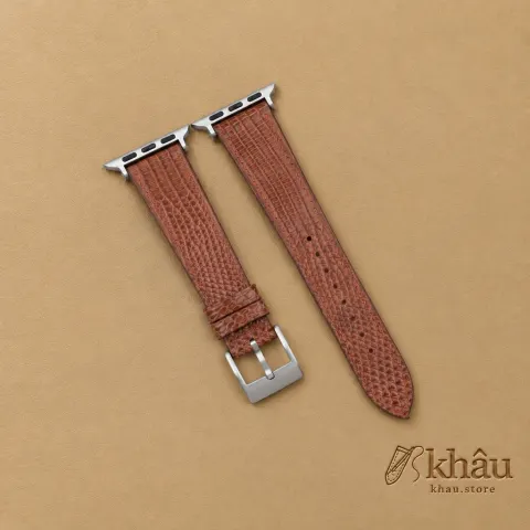 Chocolate Lizard Leather Apple Watch Band — front view