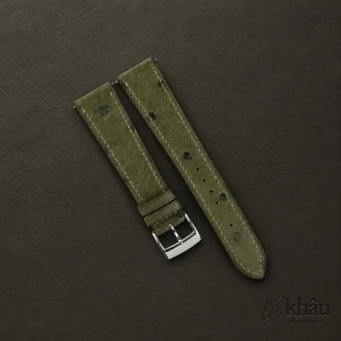 Green Ostrich leather Watch Strap — front view