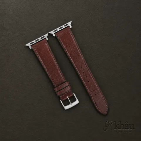 Brown Vachetta Leather Apple Watch Band — front view