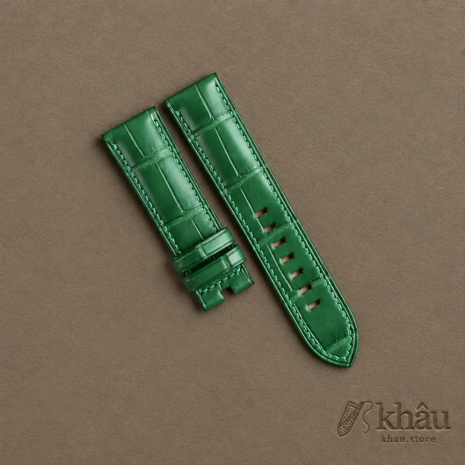 Light Green Alligator Leather Strap for PAM Watch — front view