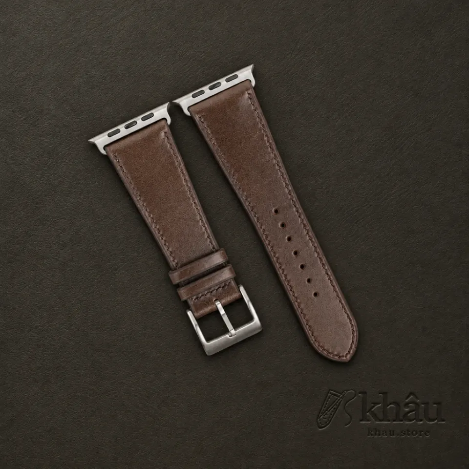Umber Brown Box Calf Leather Apple Watch Ultra Band — front view