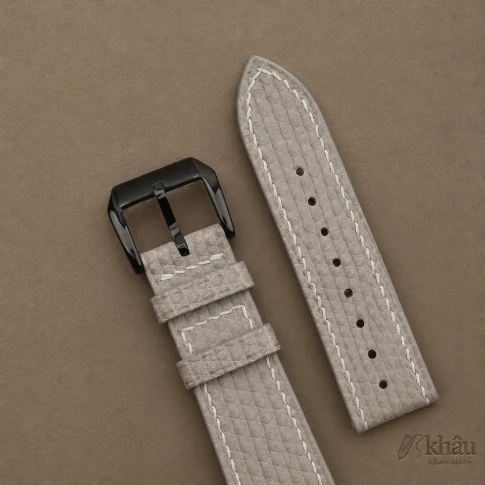 Light Grey Lizard Leather Samsung Watch Band — additional view