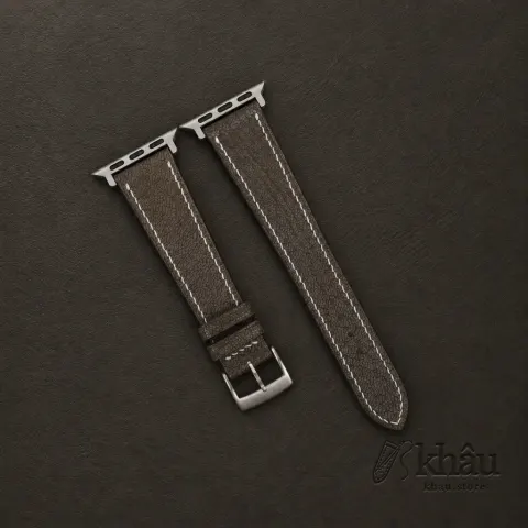 Brown Alran Fat Nat Chevre Goat Leather Apple Watch Band — front view