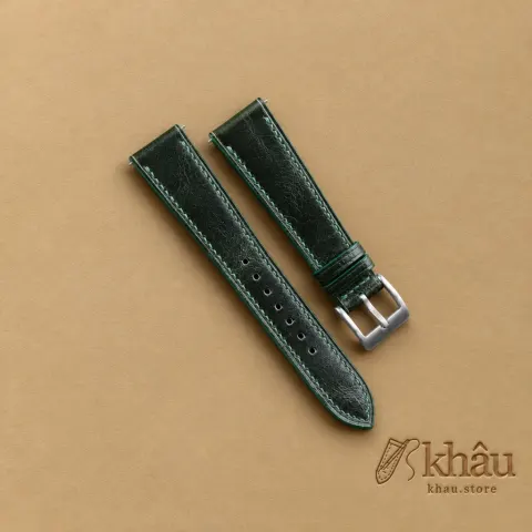 Forest Waxed Leather Watch Strap — front view