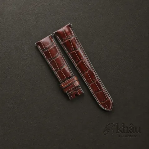 Patina Brown Alligator Leather Watch Strap — front view