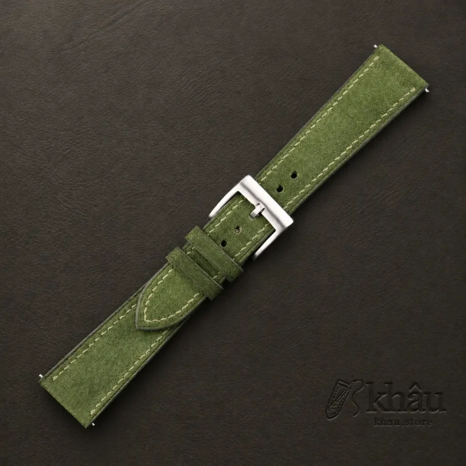Green Suede Leather Watch Strap — additional view