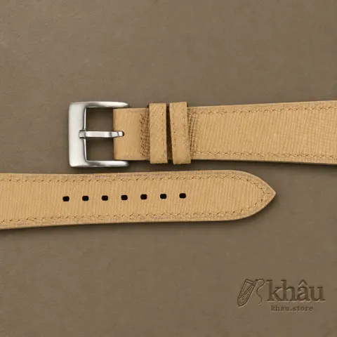 Beige Saffiano Leather Watch Strap — additional view