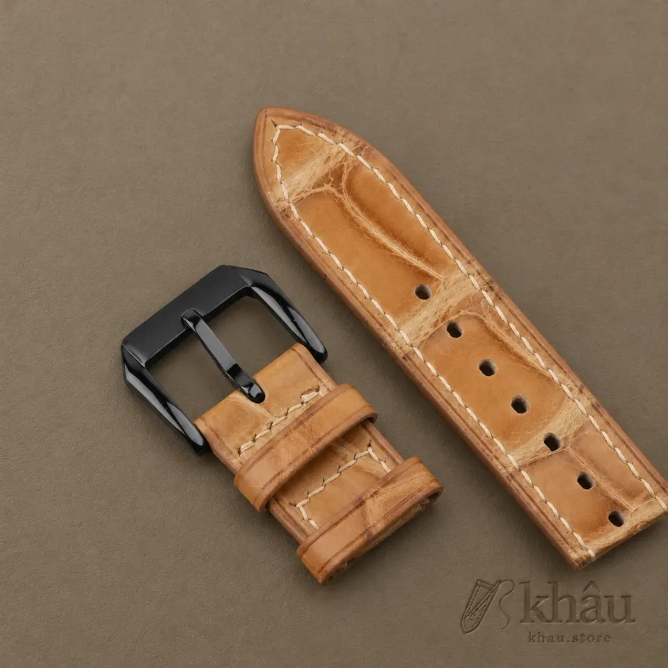 Patina Light Natural Alligator Leather Samsung Watch Band — additional view