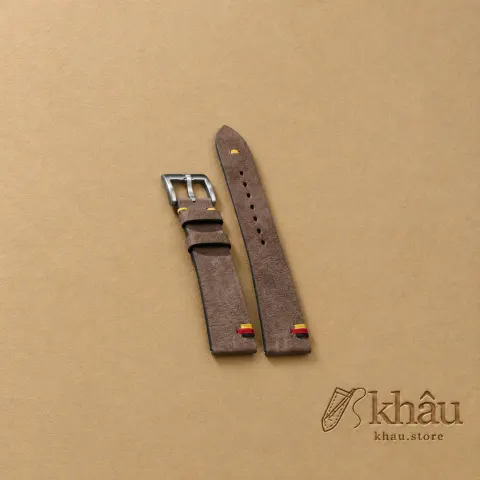 Beaver Nubuck Leather Germany Flag Watch Strap — front view