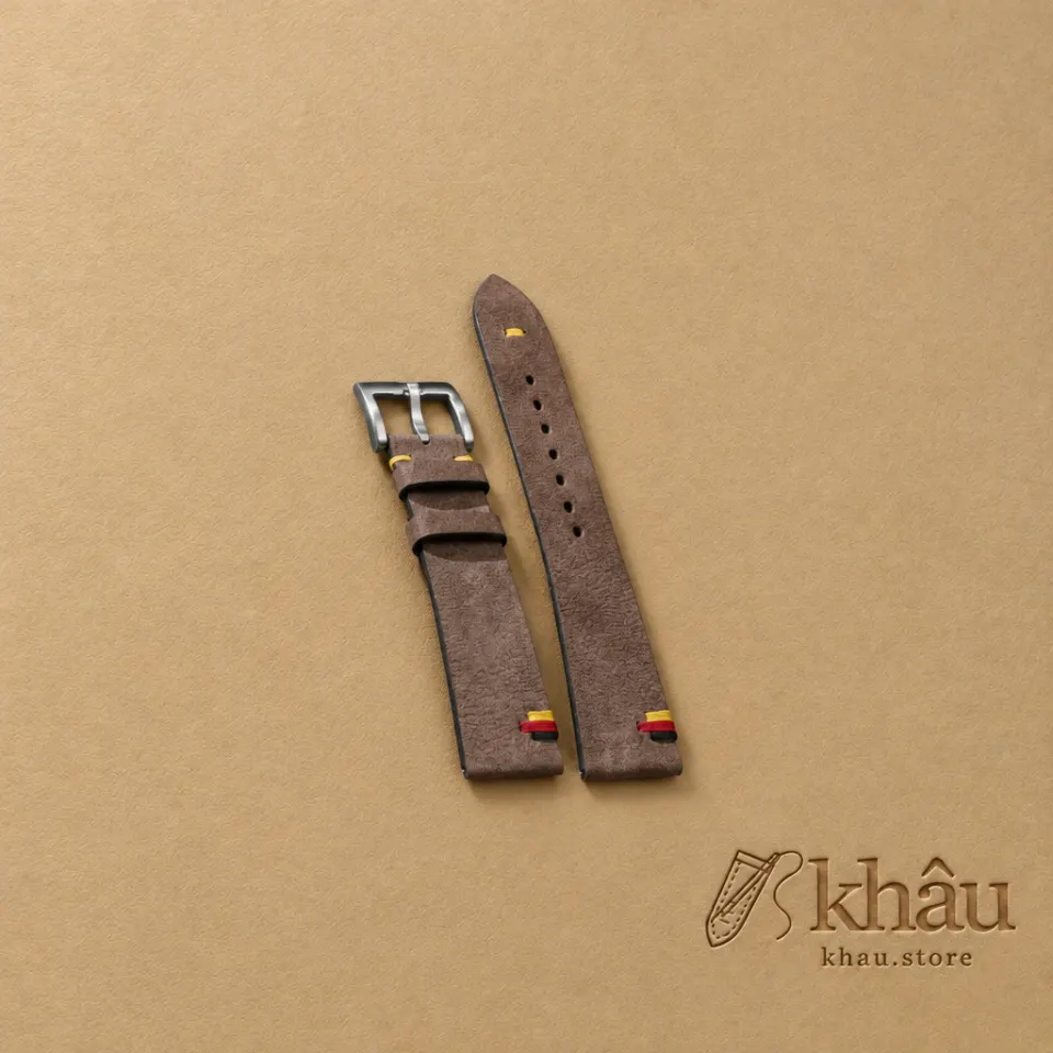 Beaver Nubuck Leather Germany Flag Watch Strap — front view