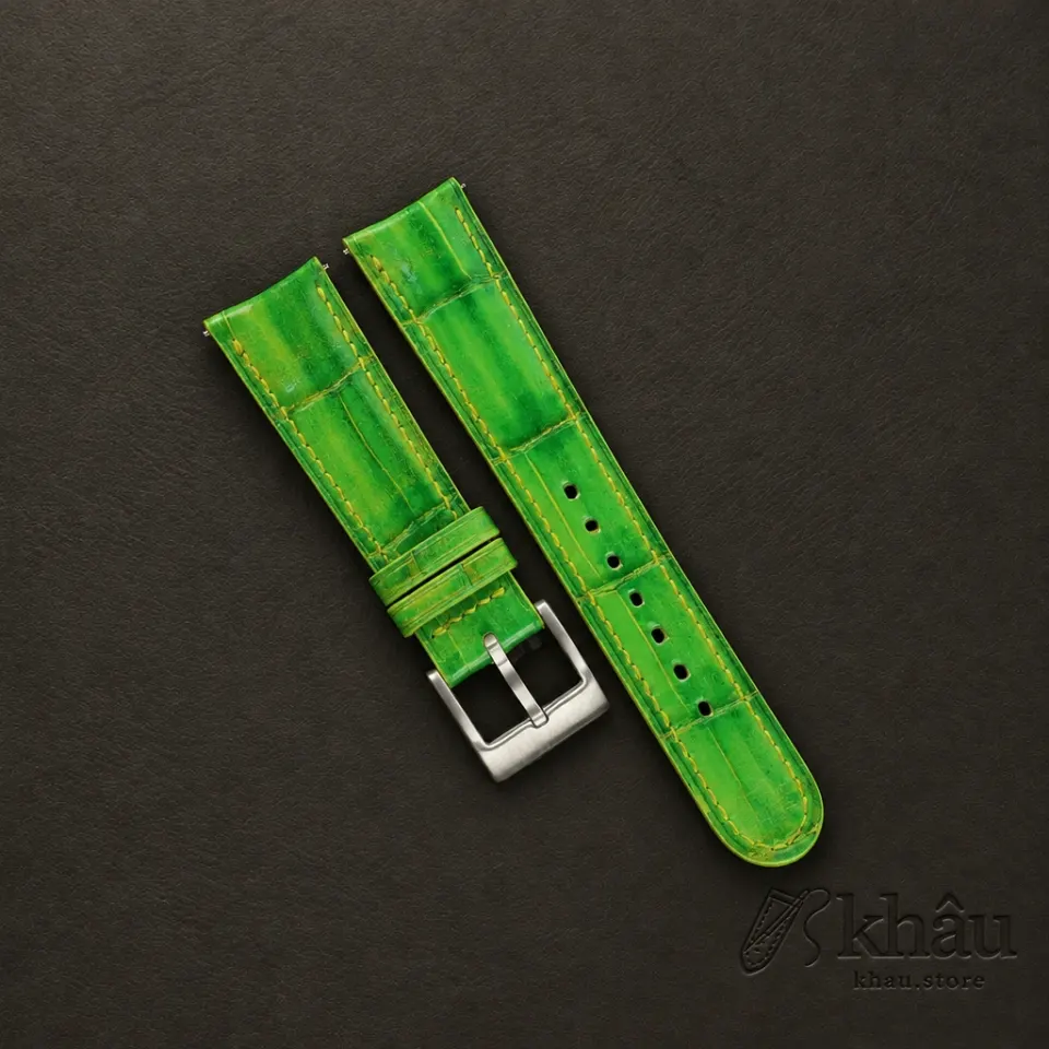 Patina Bamboo Alligator Leather Watch Strap — front view