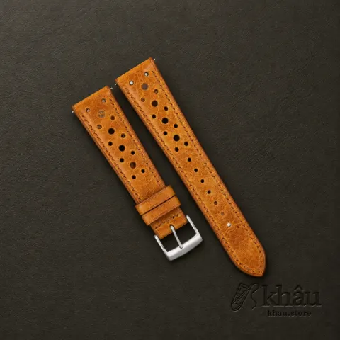 Rally Whiskey Badalassi Carlo Waxed Leather Watch Strap — front view