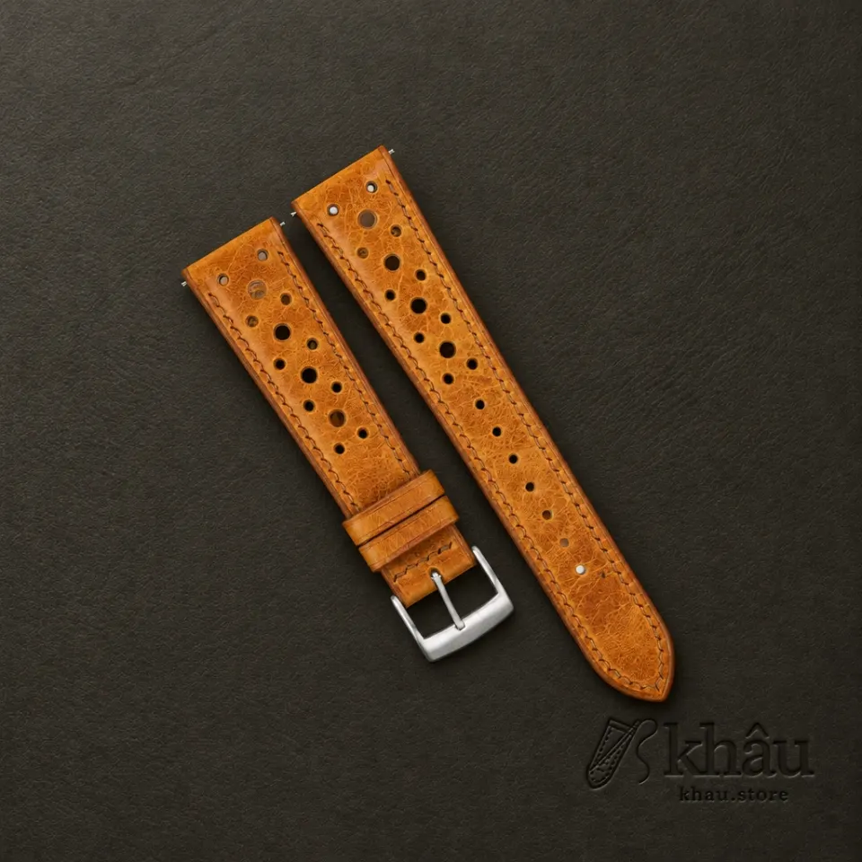 Rally Whiskey Badalassi Carlo Waxed Leather Watch Strap — front view