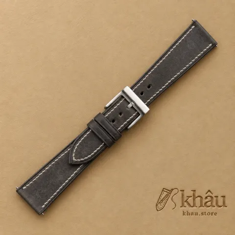 Black Maya Vegetable Tanned Calfskin Leather Watch Strap — additional view
