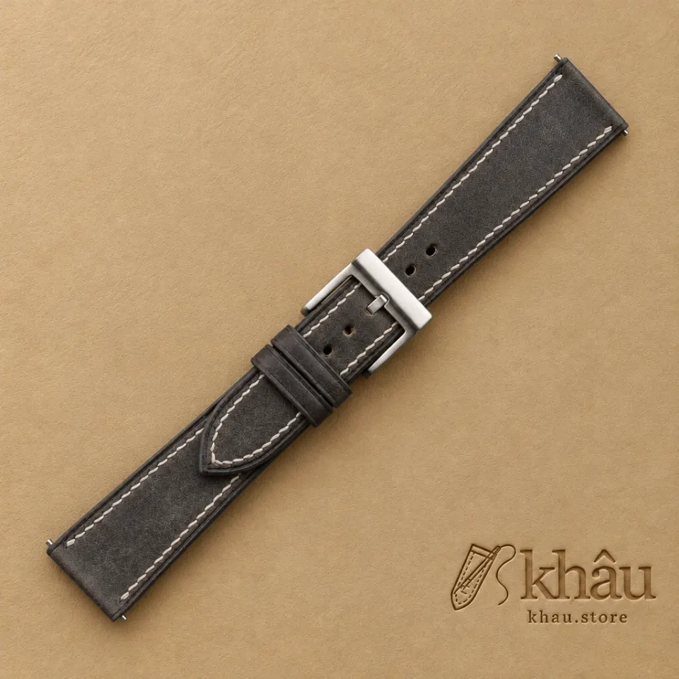 Black Maya Vegetable Tanned Calfskin Leather Watch Strap — additional view