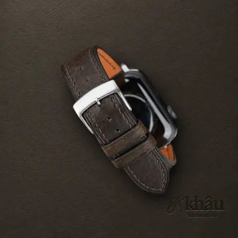 Double Padded Umber Brown Habana Leather Apple Watch Band — additional view