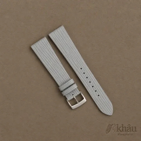 Light Grey Calfskin Watch Strap – Waves Texture — front view