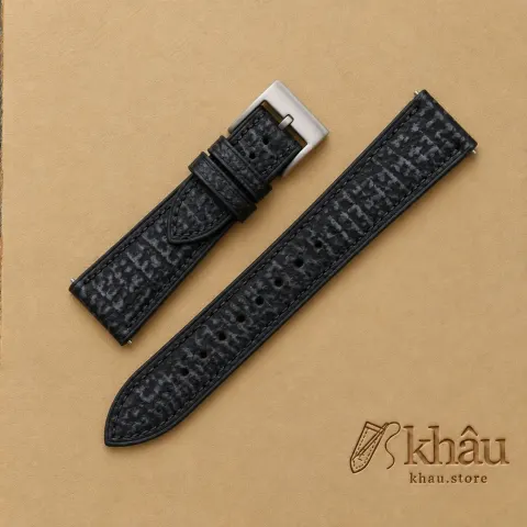 Black Shark Leather Watch Strap — additional view