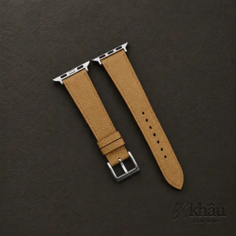 Golden Epsom Calf Leather Apple Watch Band — front view