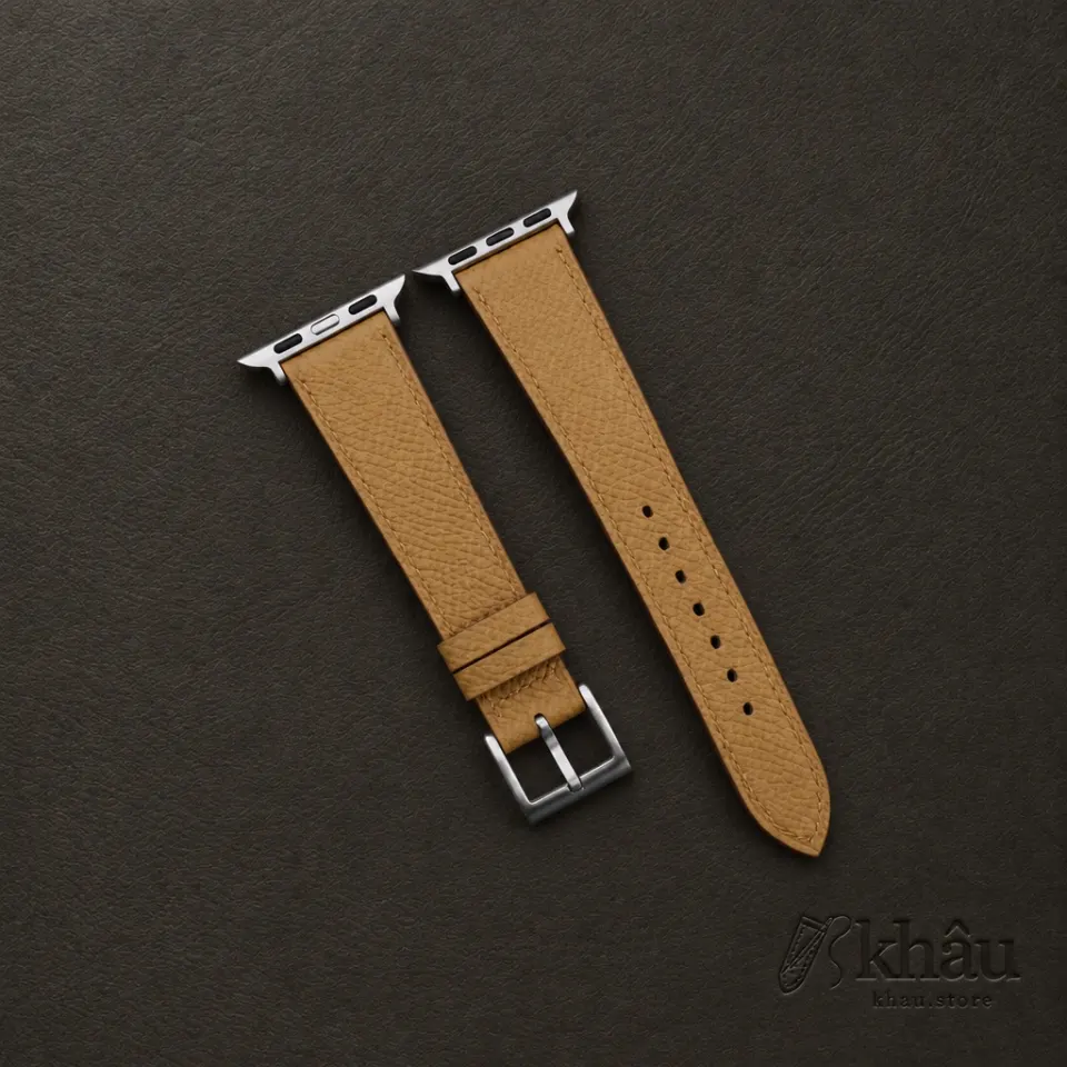 Golden Epsom Calf Leather Apple Watch Band — front view
