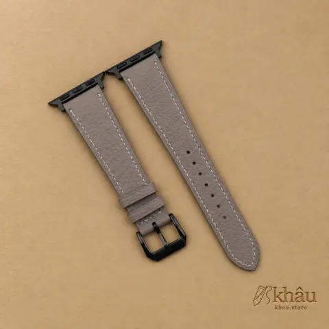 Cement Togo Leather Apple Watch Band — front view