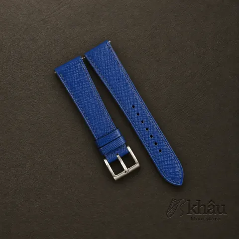 Blue Saffiano Leather Watch Strap — front view