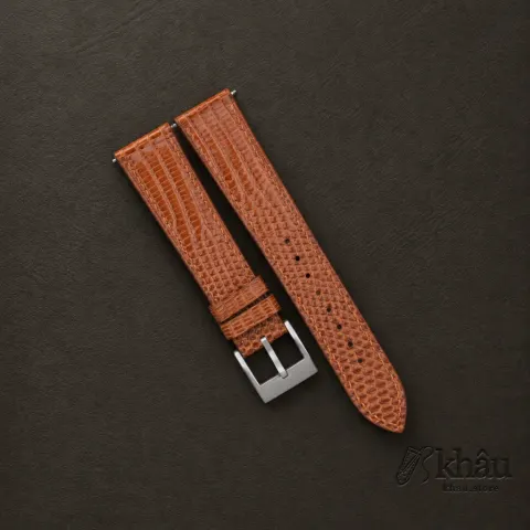Brown Lizard Leather Watch Strap — front view