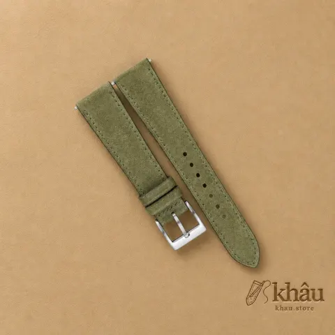 Moss Suede Leather Watch Strap — front view