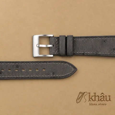 Dark Grey Ostrich leather Watch Strap — additional view
