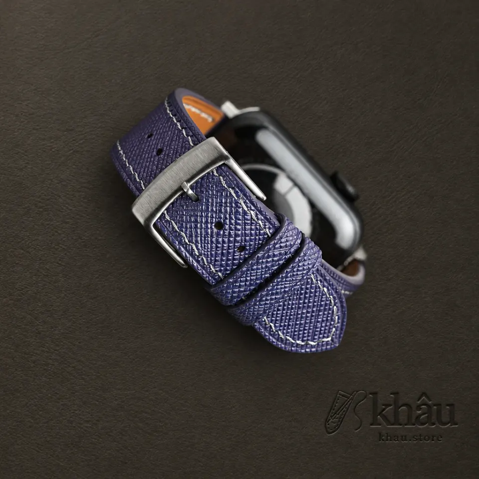 Blueberry Saffiano Leather Apple Watch Band — additional view