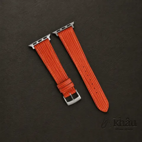 Orange Epi Leather Apple Watch Band — front view