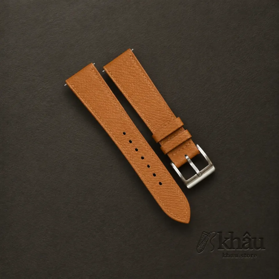 Golden Epsom Leather Watch Strap — front view
