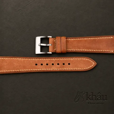 Golden Maya Vegetable Tanned Calfskin Leather Watch Strap — additional view