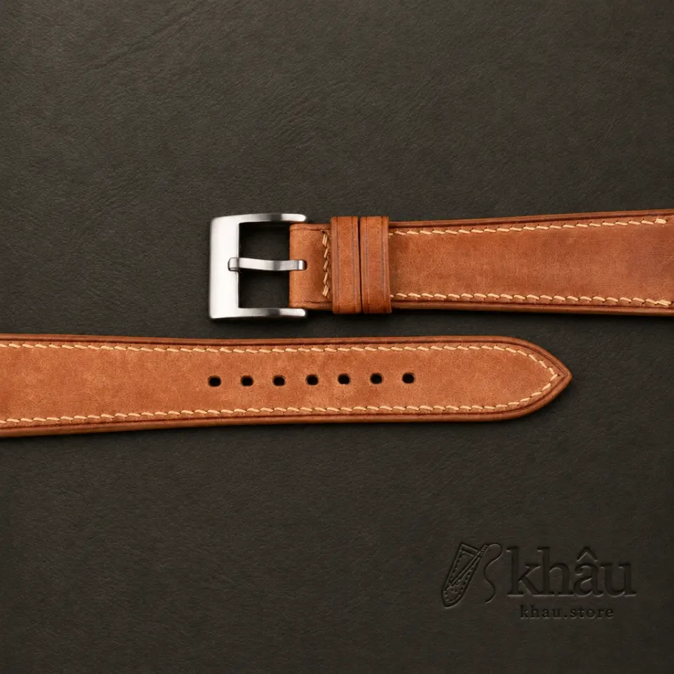 Golden Maya Vegetable Tanned Calfskin Leather Watch Strap — additional view