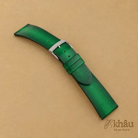 Patina Dark Green Vegetable Tanned Leather Watch Strap — additional view
