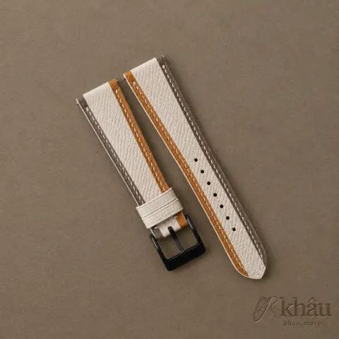 Tricolor Sesame Epsom Leather Watch Strap — front view