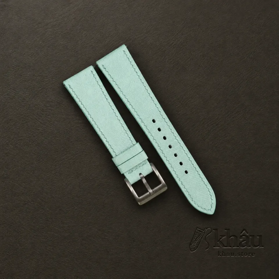 Turquoise Saffiano Leather Watch Strap — front view