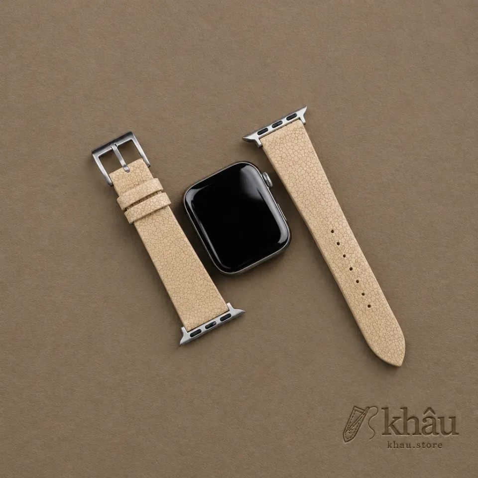 Beige Stingray Leather Apple Watch Band — additional view
