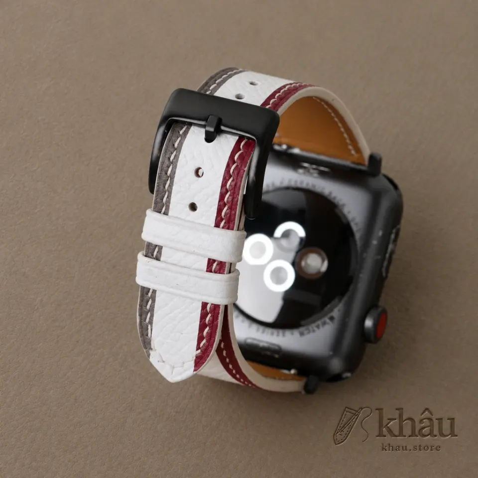 Tricolor White Epsom Leather Apple Watch Band — additional view