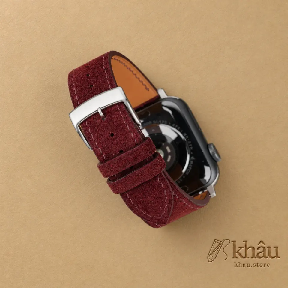 Burgundy Suede Leather Apple Watch Band — additional view