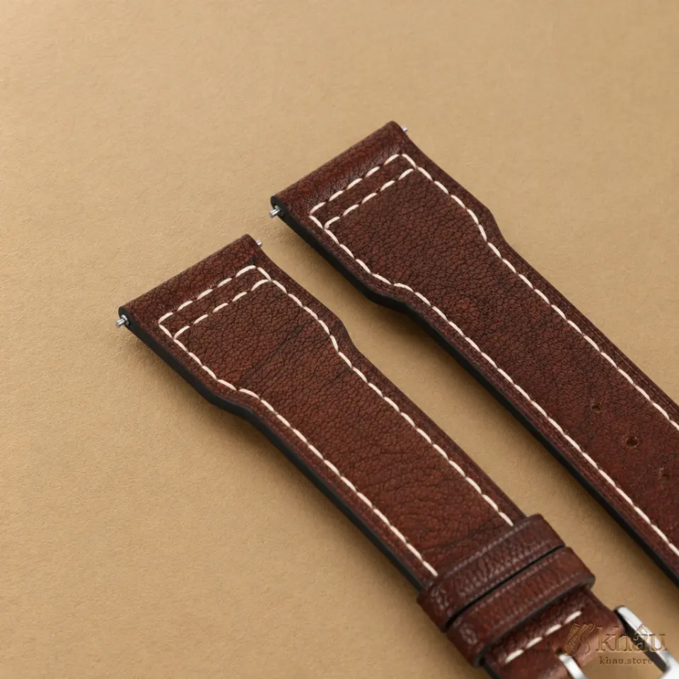 Pilot Dark Brown Alran Fat Nat Chevre Goat Leather Watch Strap — additional view