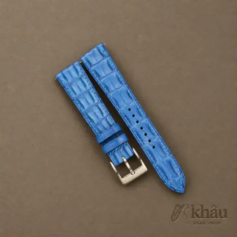 Light Blue Double Hornback Alligator Watch Strap — front view
