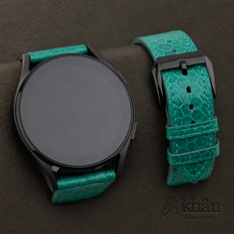 Green Snake Sea Leather Samsung Watch Band — front view
