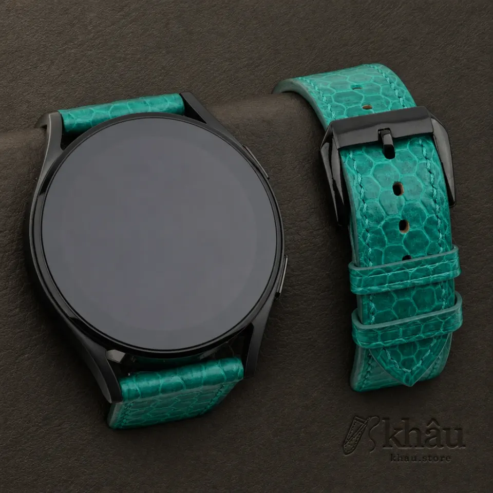 Green Snake Sea Leather Samsung Watch Band — front view