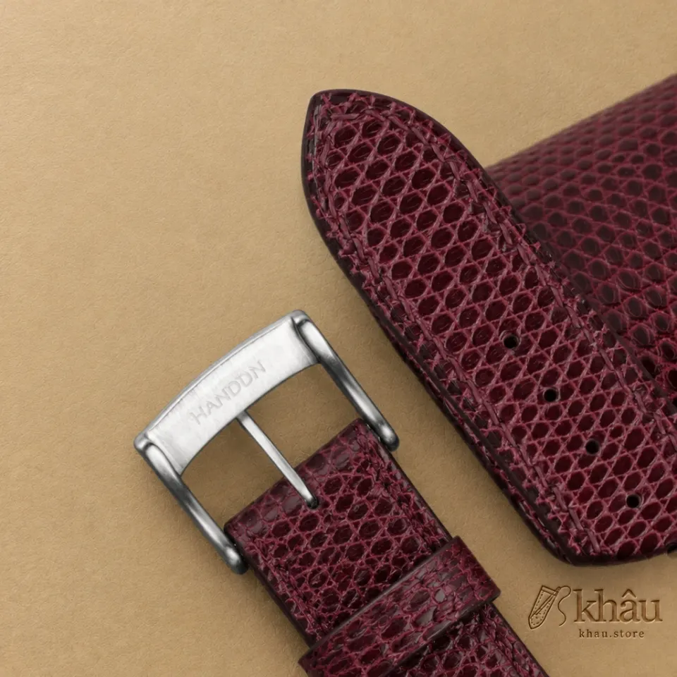 Burgundy Lizard Leather Watch Strap — additional view