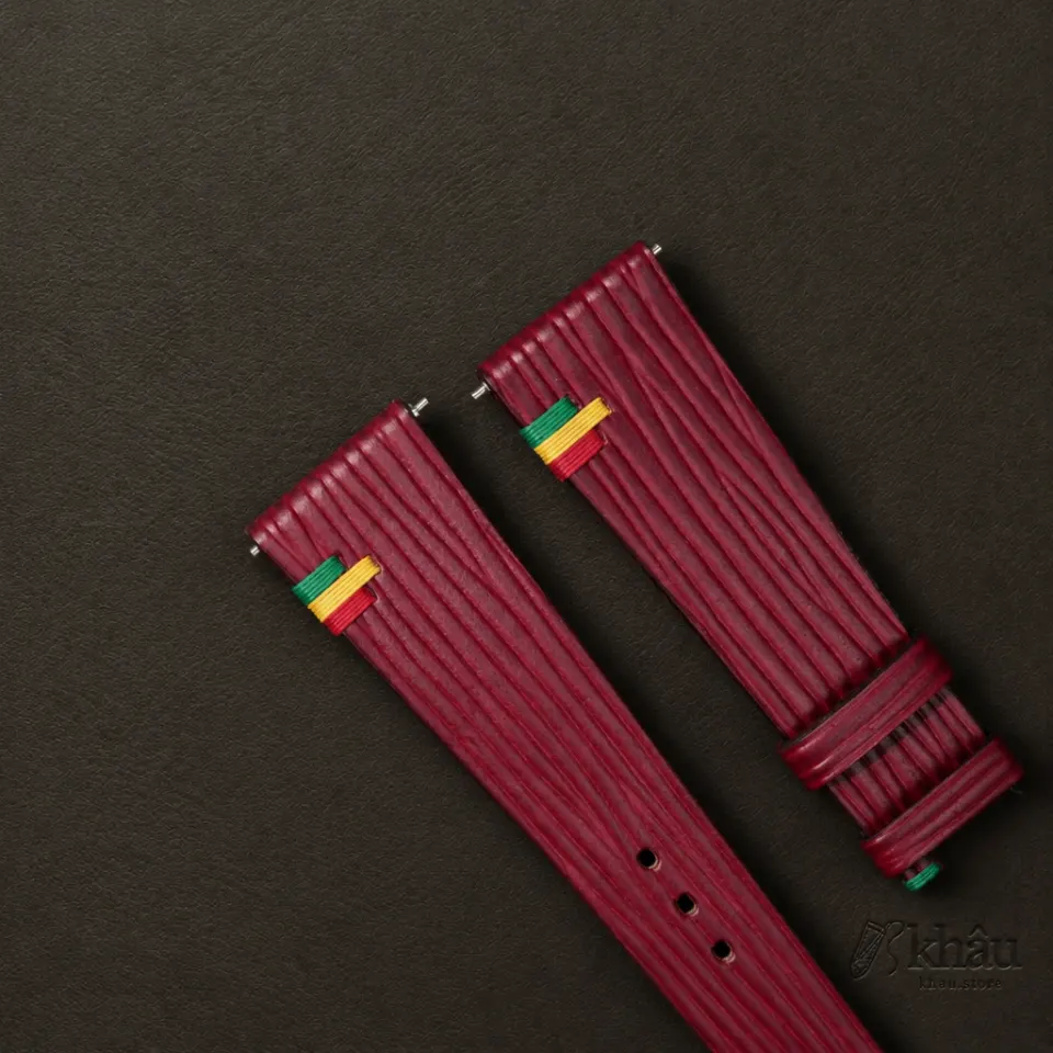 Red Calfskin Leather Portugal Flag Watch Strap — additional view