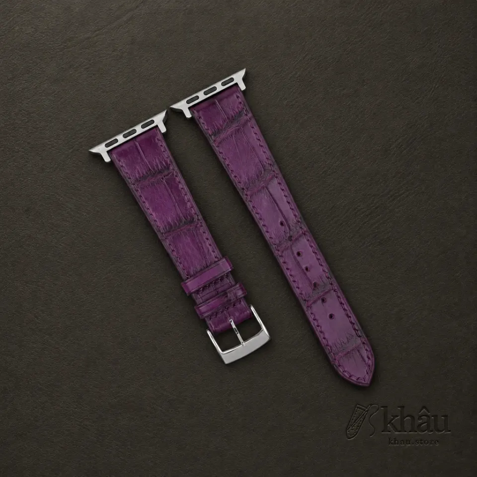 Purple Alligator Leather Apple Watch Band — front view