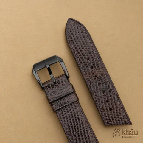 Dark Brown Lizard Leather Samsung Watch Band — additional view