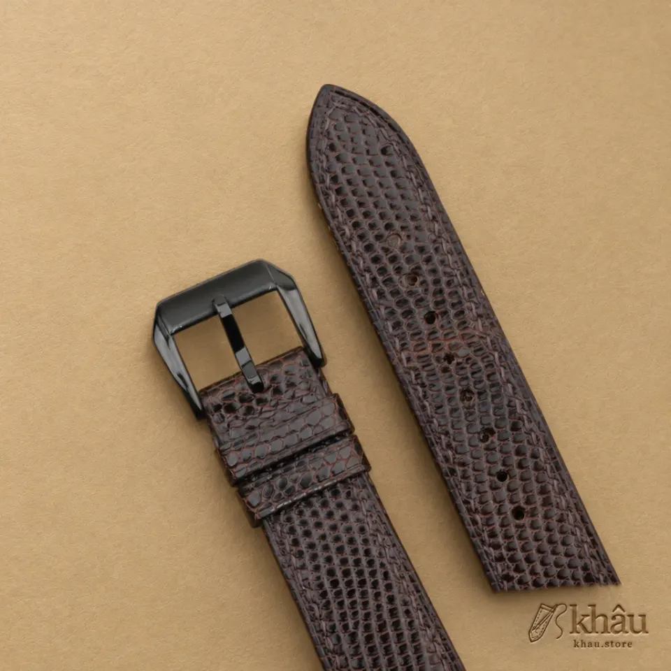 Dark Brown Lizard Leather Samsung Watch Band — additional view