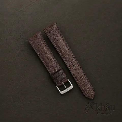 Padded Brown Black Diamond Wagyu Leather Watch Strap — front view